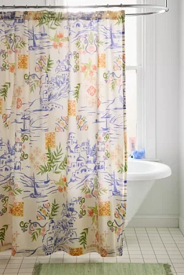Santorini Patterned Shower Curtain