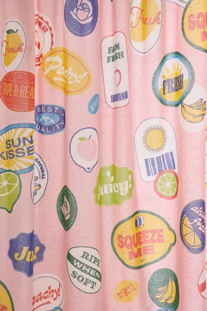 Fruit Stickers Patterned Shower Curtain