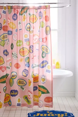 Fruit Stickers Patterned Shower Curtain
