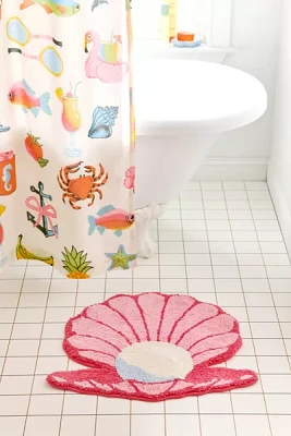 Clamshell Shape Tufted Bath Mat