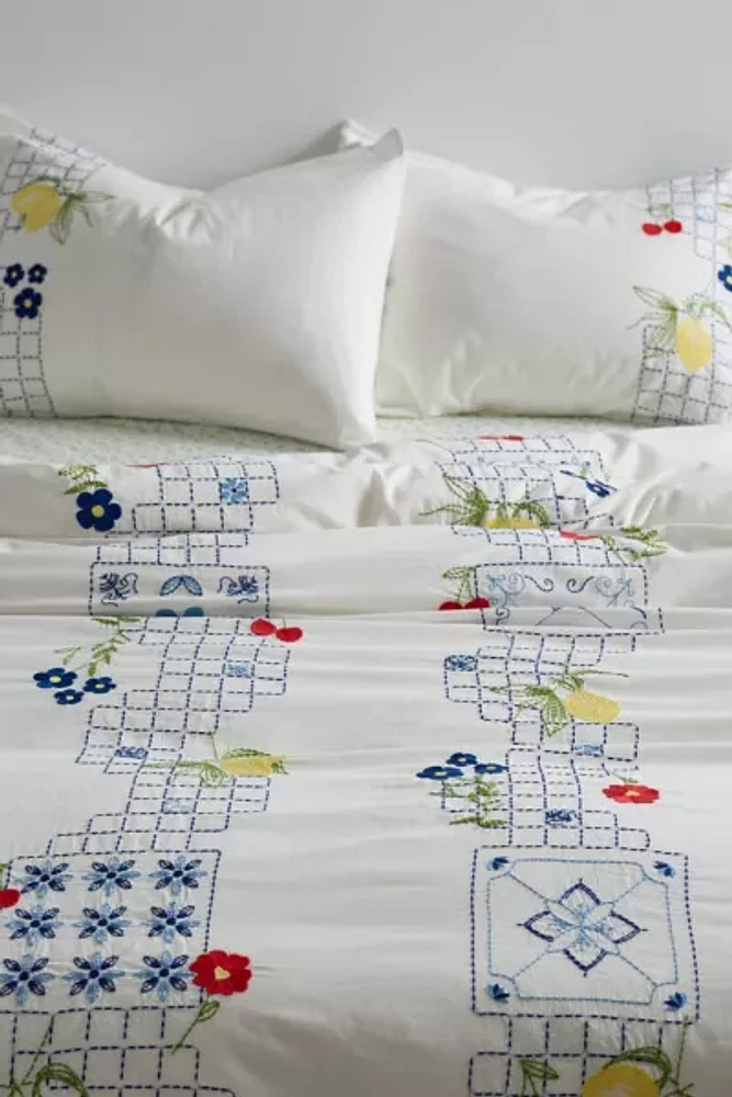 Fruit Lattice Embroidered Duvet Cover
