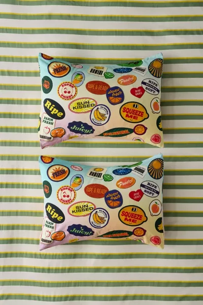 Fruit Sticker Patterned Sham Set