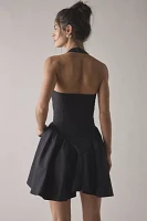 Glamorous Black Basque Waist Halter Mini Dress