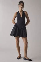 Glamorous Black Basque Waist Halter Mini Dress
