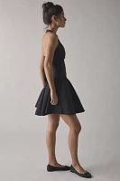 Glamorous Black Basque Waist Halter Mini Dress