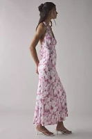 Glamorous Pink Blur Daisy Satin Tie-Back Halter Midi Dress