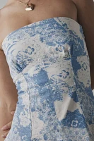 UO Angelique Fit-And-Flare Strapless Denim Mini Dress