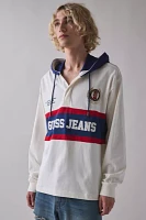 GUESS JEANS Hooded Long Sleeve Rugby Tee