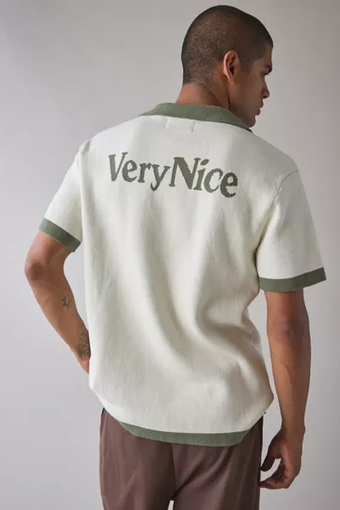 The Critical Slide Society Nice Knits Short Sleeve Polo Sweater