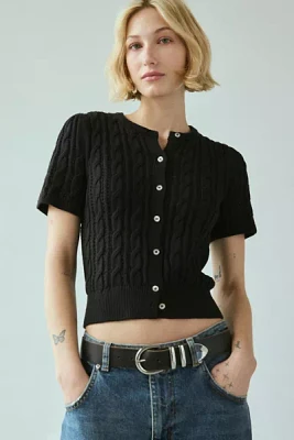 Kimchi Blue Vivian Cable Knit Short Sleeve Cardigan