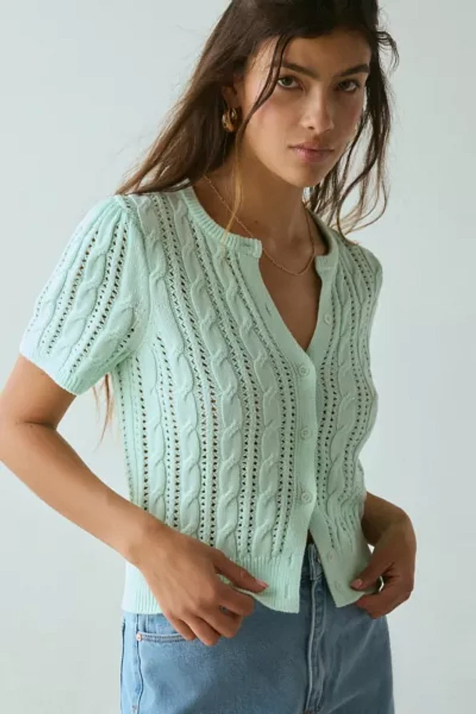 Kimchi Blue Vivian Cable Knit Short Sleeve Cardigan
