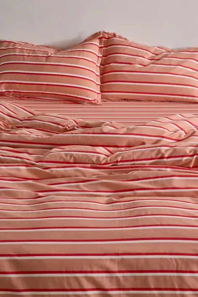 Double Stripe Brushed Cotton Duvet Cover Set