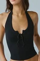 Out From Under Stassi Seamless Knit Lace-Up Halter Top