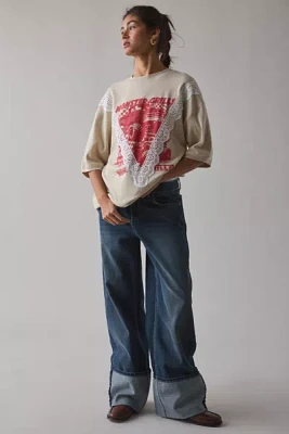 UO Shirley Lace-Trim Oversized Graphic Tee