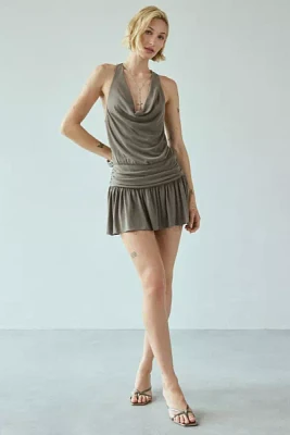 UO Pamela Cowl Neck Draped Knit Mini Romper