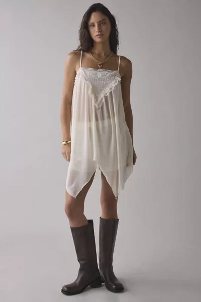 Out From Under Justine Sheer Lace-Trim Hanky Hem Slip