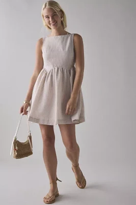 Daisy Street Seersucker Keyhole Tie-Back Smock Mini Dress
