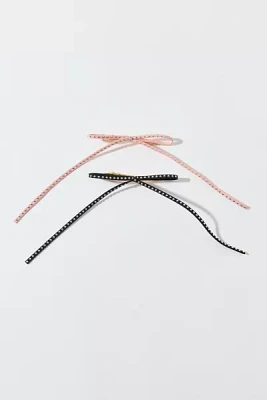 Studded Suede Hair Bow Clip Set