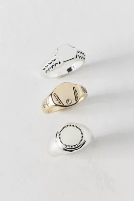 Athens Stainless Steel Signet Ring Set