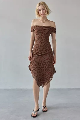 Motel Rhillor Off-The-Shoulder Asymmetrical Midi Dress