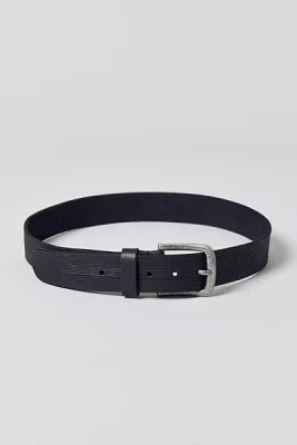 Ribbed Trim Slim Leather Belt