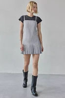 Another Girl Tailored Pinstripe Pleated-Hem Mini Dress