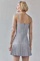 Another Girl Tailored Pinstripe Pleated-Hem Mini Dress