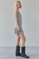 Another Girl Tailored Pinstripe Pleated-Hem Mini Dress