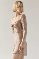 Rare London Sequin Long Sleeve Mini Dress