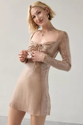 Rare London Sequin Long Sleeve Mini Dress