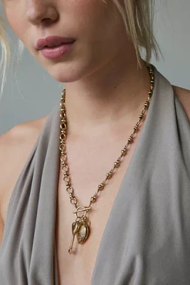 Heart Of Gold Charm Pendant Toggle Necklace