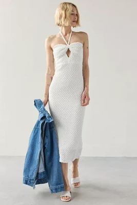 Rare London Textured Cutout Halter Midi Dress