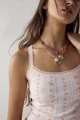 Seaside Corded Pearl Layering Charm Necklace Set
