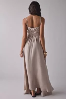 Another Girl Ruched Tie-Front Plunge Maxi Dress