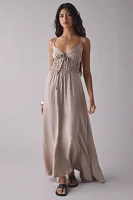 Another Girl Ruched Tie-Front Plunge Maxi Dress