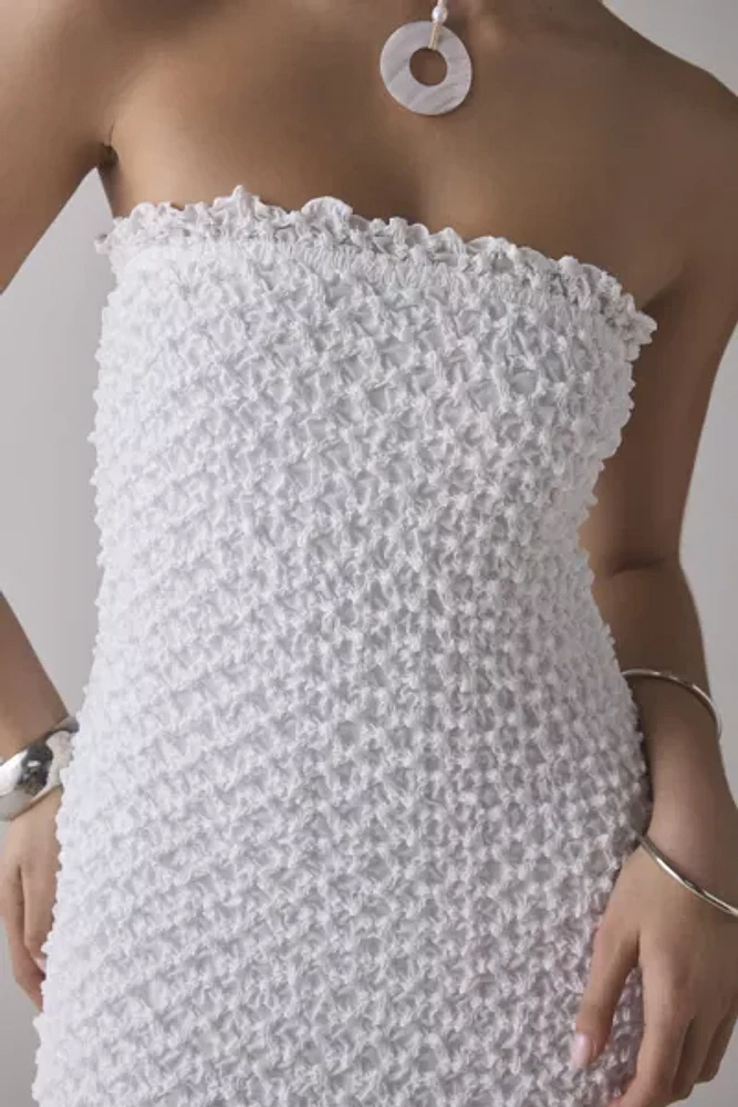 Rare London Textured Stretch Knit Bandeau Midi Dress