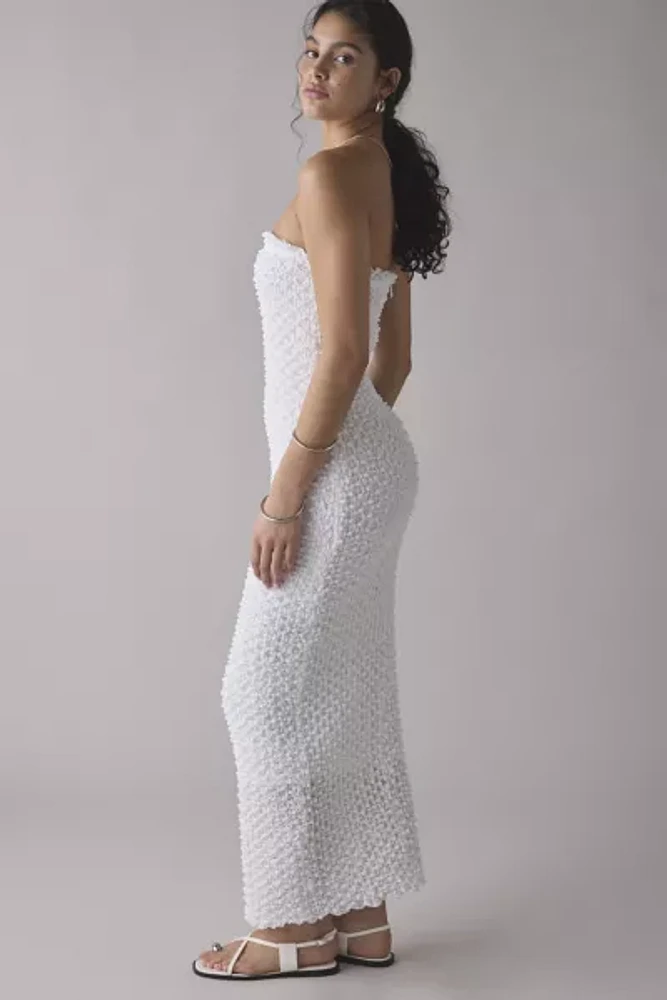Rare London Textured Stretch Knit Bandeau Midi Dress