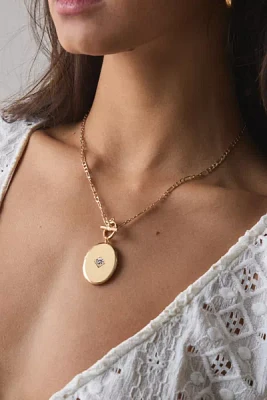 Oval Locket Pendant Toggle Necklace