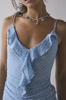 Kimchi Blue Bonnie Ruched Flutter-Trim Mini Dress