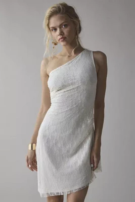 UO Michelle Lace Asymmetrical One-Shoulder Mini Dress