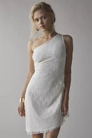 UO Michelle Lace Asymmetrical One-Shoulder Mini Dress