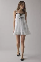 Kimchi Blue Adelaide Lace + Ribbon Trim Babydoll Mini Dress