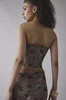 Jaded London Cibele Semi-Sheer Floral Organza Strapless Corset Top