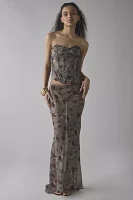 Jaded London Cibele Semi-Sheer Floral Organza Maxi Skirt