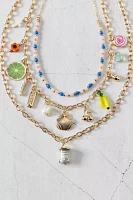 Tapas Triple Layering Charm Necklace Set