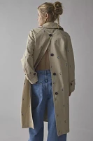 Avec Le Filles Floral Embroidered Button-Back Trench Coat