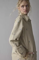 Avec Le Filles Floral Embroidered Button-Back Trench Coat