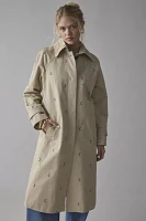 Avec Le Filles Floral Embroidered Button-Back Trench Coat