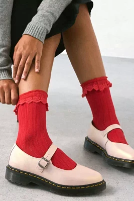 Ava Heart Lace Trim Crew Sock