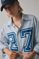 ReMADE By UO Jersey Number Graphic Button-Down Shirt